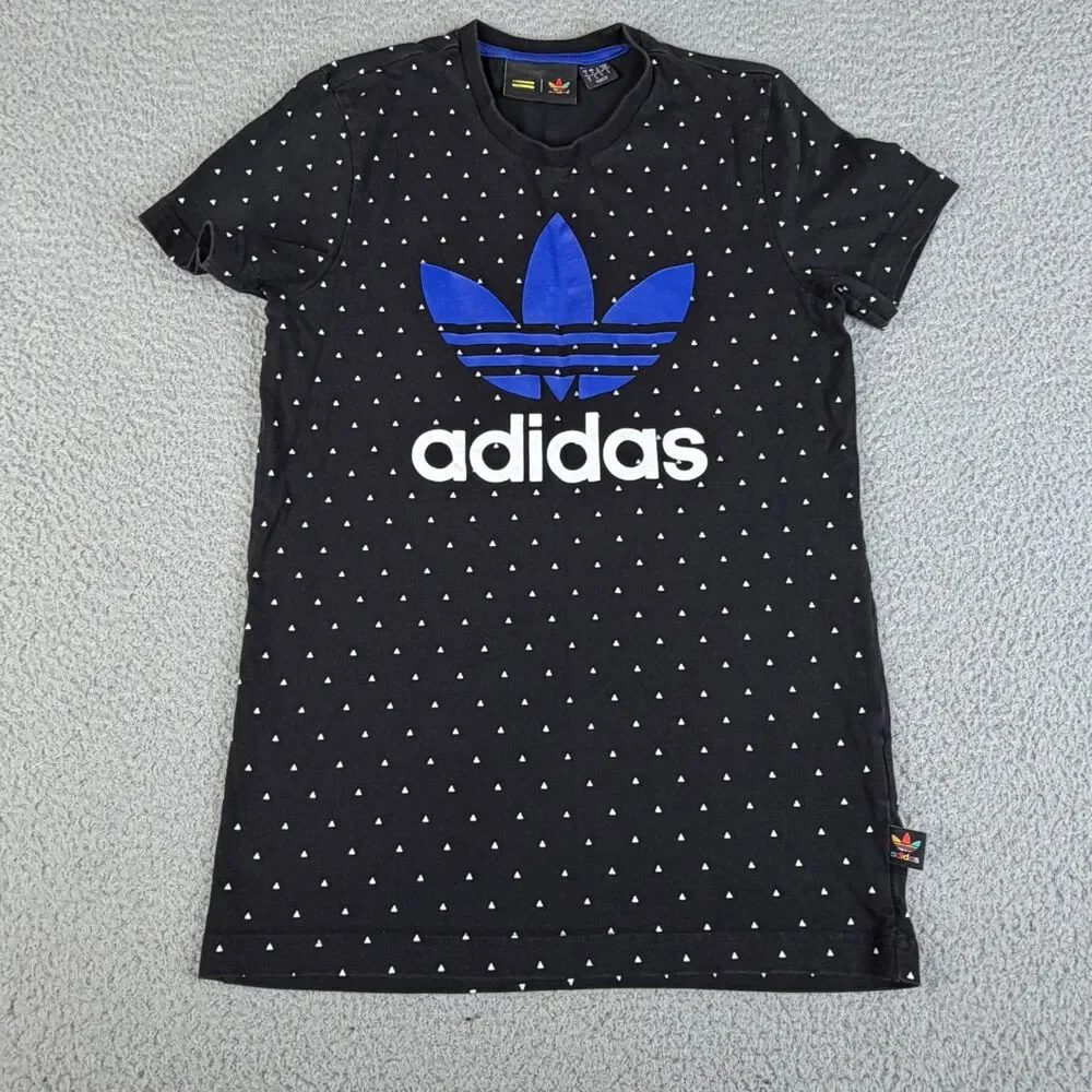 ADIDAS Original Pharrell Williams T-Shirt sz S All Over Print Trefoil Streetwear